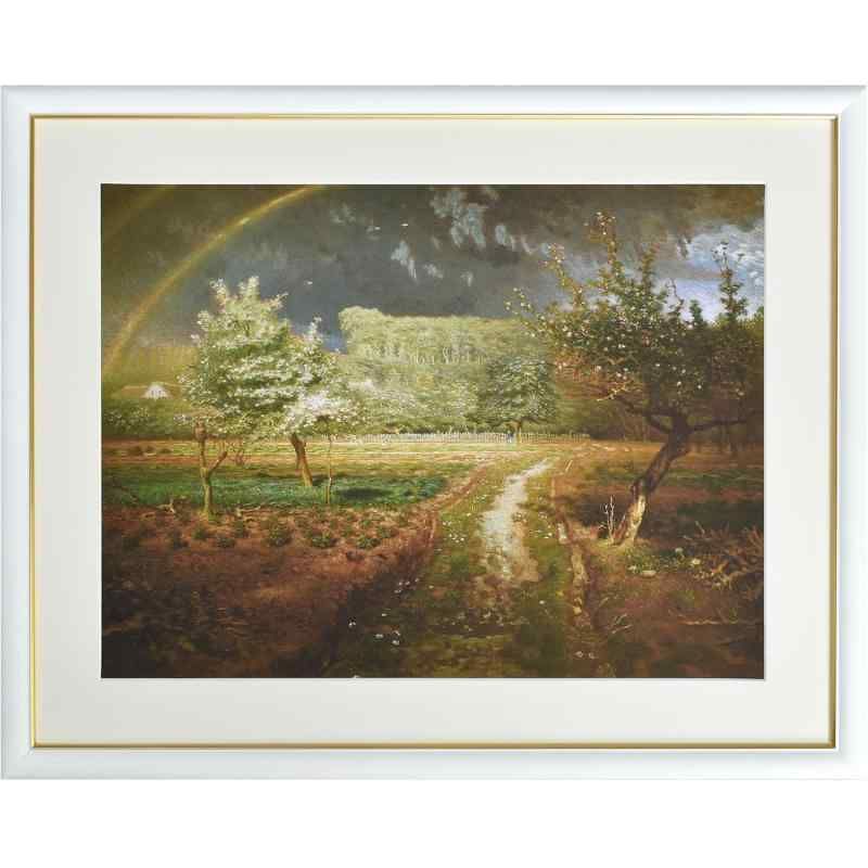 晴れの街ギャラリー 絵画 額絵 ミレー 春 額入り 紐 フック付 F6 52×42cm