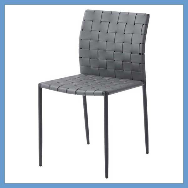２脚セット 合皮ダイニングチェア アームレス No.822 W43×D52×H80.5×SH45cm ダークグレー