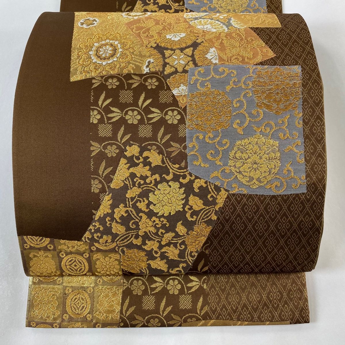 袋帯 美品 秀品 全通 正絹 袋帯 秀品 桜 流水 箔 黒 全通 正絹 中古 袋帯 秀品 桜 箔