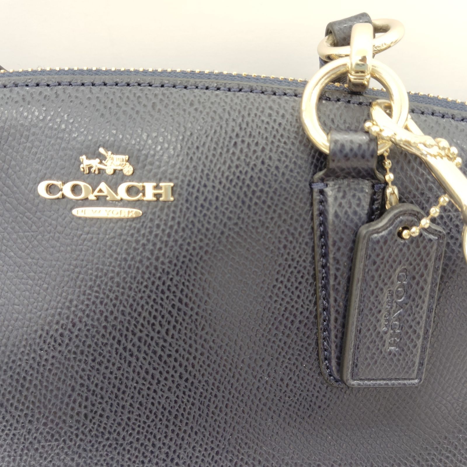 COACH/コーチ/2way ショルダーバッグ/ハンドバッグ/ネイビー 極美品 コーチ 2way ショルダーバッグ ハンドバッグ レザー 紺色