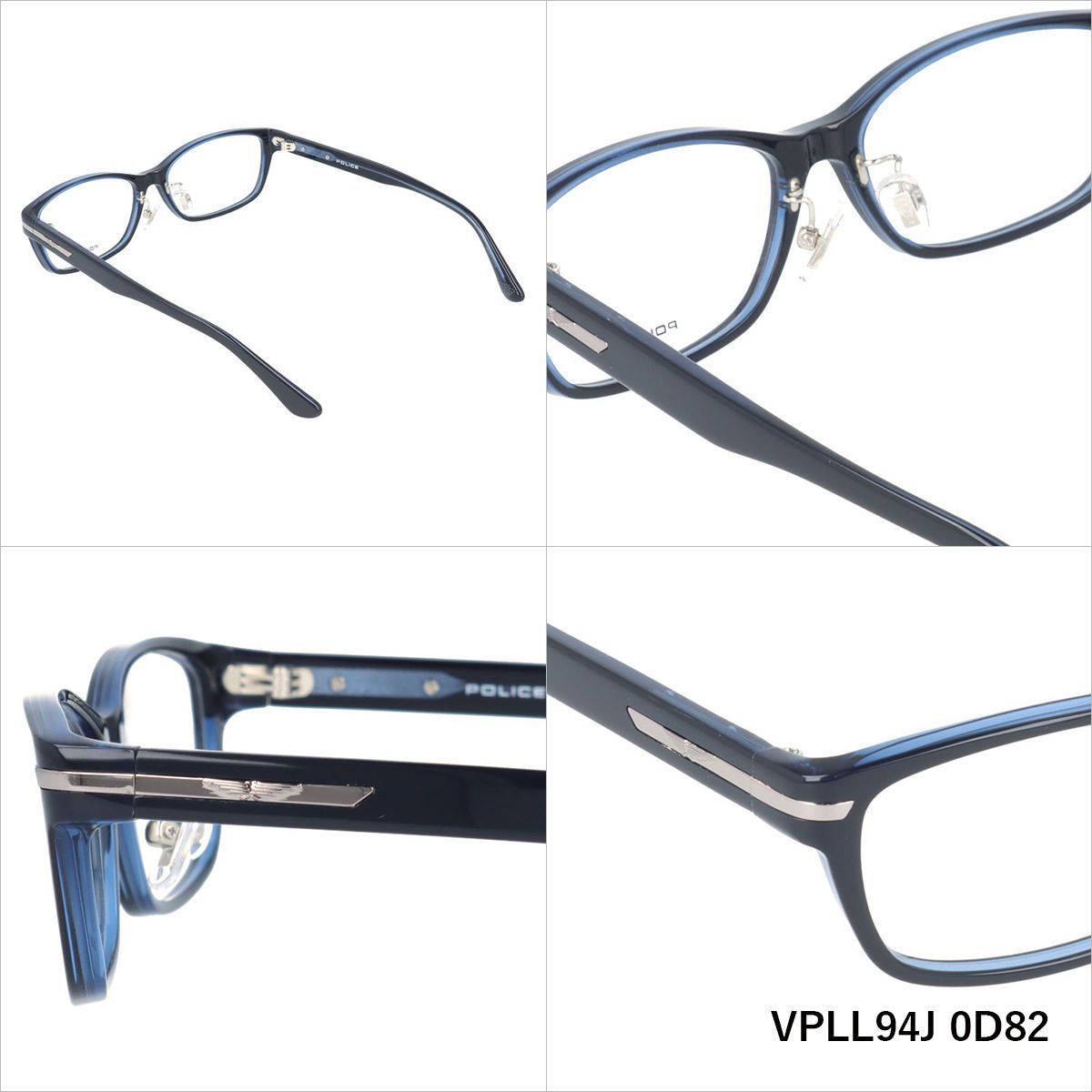 【国内正規品】ポリス メガネフレーム 伊達メガネ アジアンフィット POLICE VPLL94J 55サイズ スクエア型 ユニセックス メンズ レディース ポリス メガネフレーム 伊達メガネ アジアンフィット POLICE VPLL94J