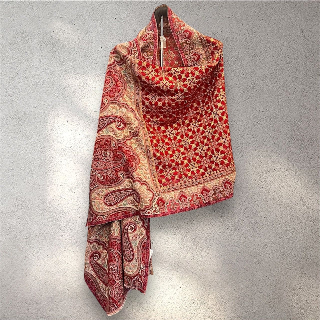 ショール スカーフ カシミールショール カシミヤ シルク刺繍 