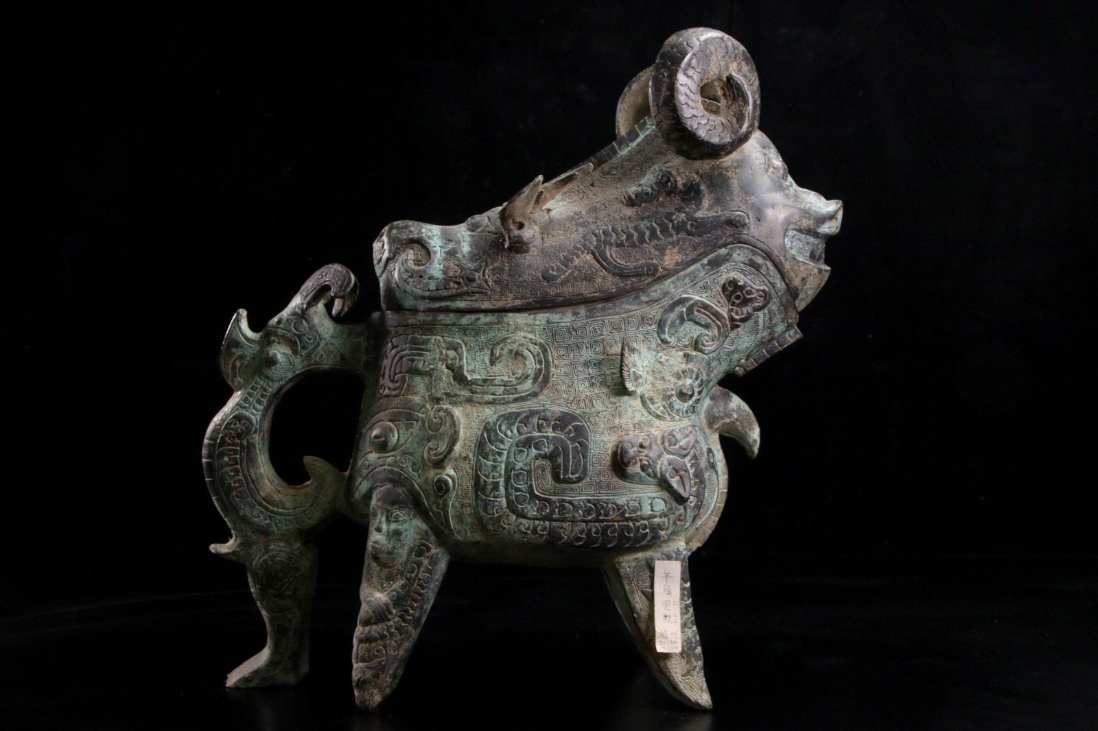 古銅 鬼持ち香炉 仏教美術(K-LC969) （金銅柄香炉 - 古美術 三坂
