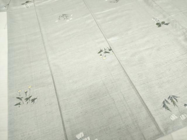 平和屋着物○上質な小紋 紬地 手描き 草花文 正絹 逸品 AABB7885ck