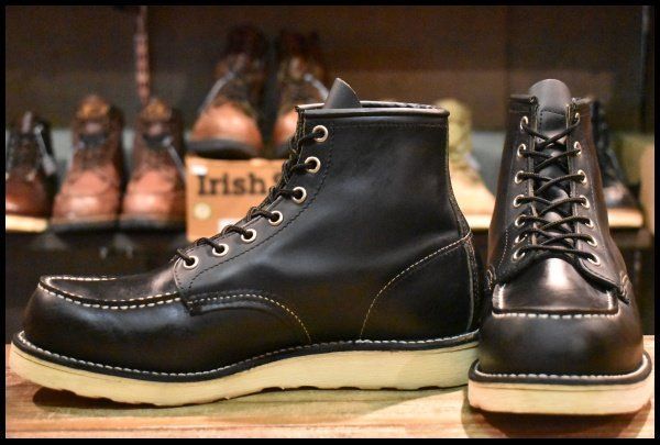 【8E 美品 07年】レッドウィング 8179 アイリッシュセッター 黒 ブラッククローム モックトゥ 編み上げ ブーツ redwing HOPESMORE【FE251】