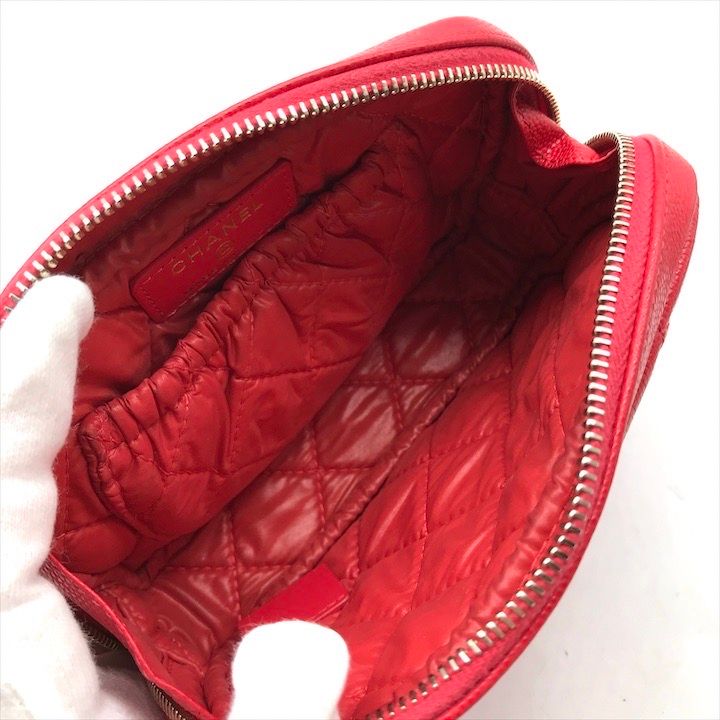 【美品】シャネル キャビアスキン ポーチ ココマーク 赤 シリアルシールあり 楽天市場】CHANEL シャネル ココマーク バニティバッグ ミニポーチ