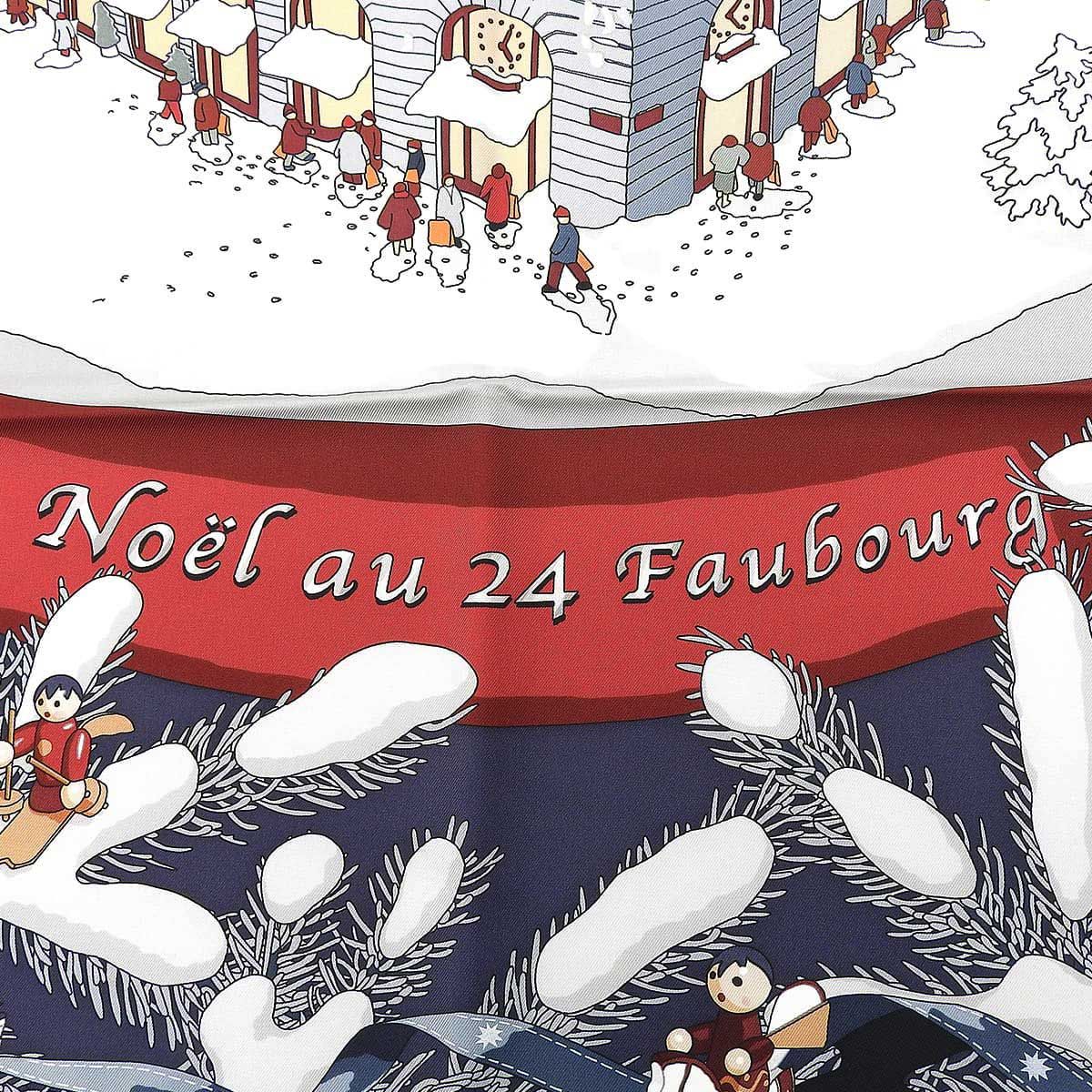 ■HERMESエルメス フォーブル24番地のクリスマス スカーフ カレ90 箱付 □HERMESエルメス フォーブル24番地のクリスマス スカーフ カレ