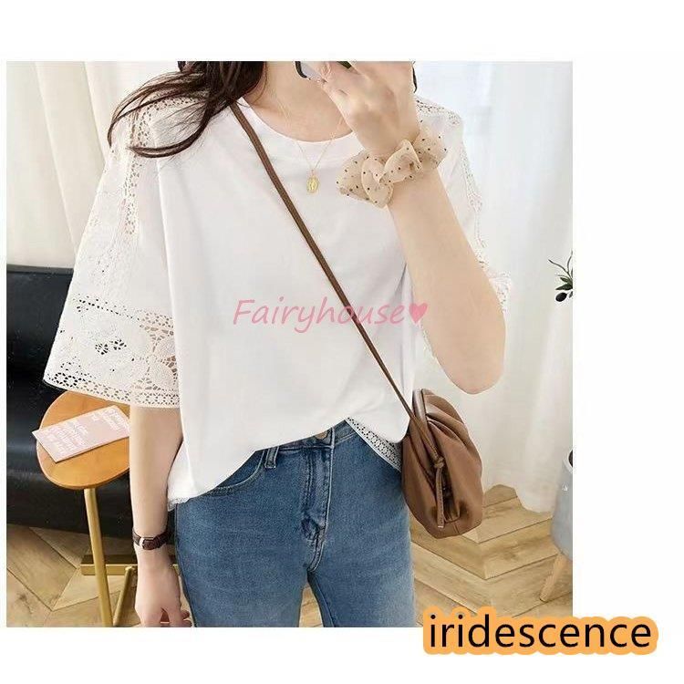 Tシャツ レディース 40代 夏 オシャレTブラウス 白レース