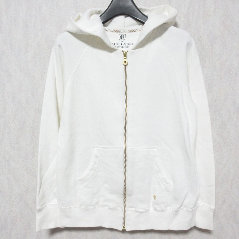 BLUE LABEL CRESTBRIDGE - 美品 BLUE LABEL CRESTBRIDGE ブルーレーベルクレストブリッジ ジップアップ ニットパーカー フーディー ジャケット 38 ネイビー レディース 古着 中古 USED 美品 BLUE LABEL CRESTBRIDGE ブルーレーベルクレストブリッジ