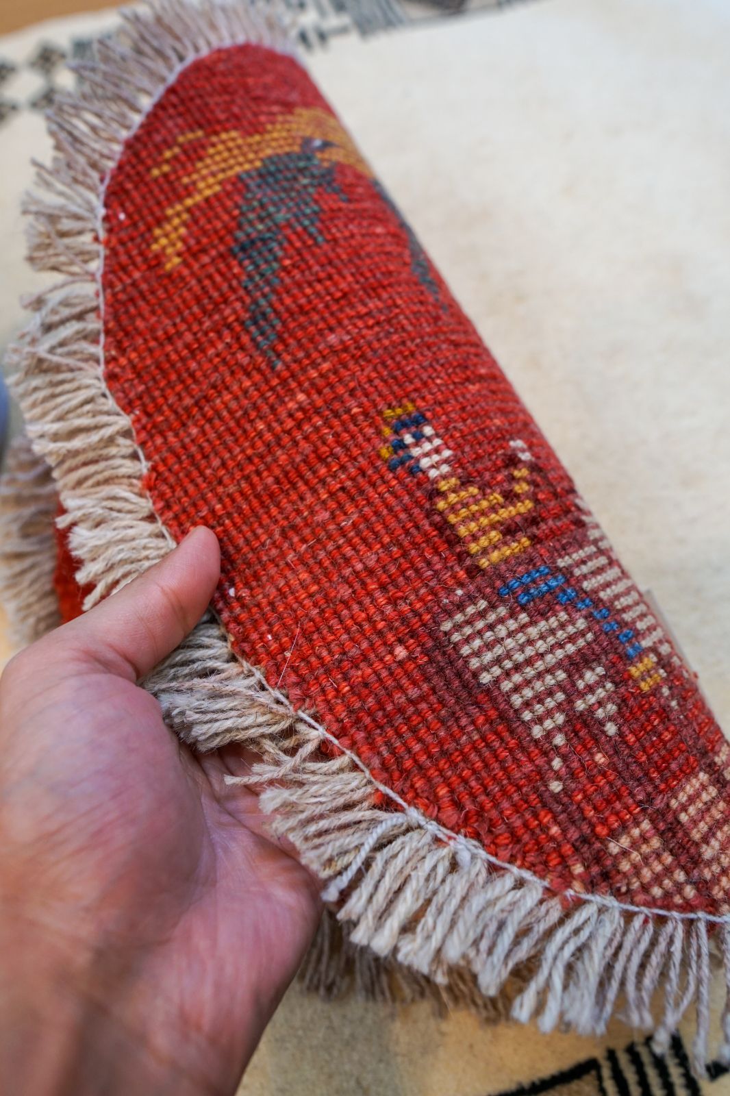 40×40cm ペルシャ絨毯 手織りギャッベ アマレ族 ギャベ ペルシャ