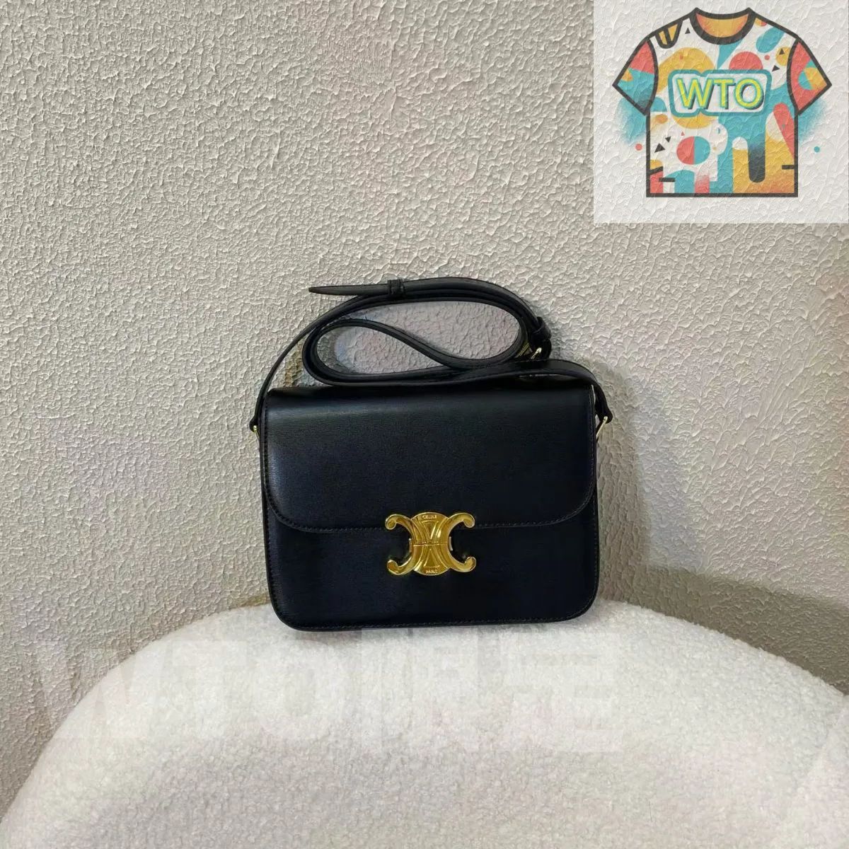 CÉLINE ブラックレザーバッグ　早い者勝ち CELINE ブラックレザーショルダーバッグ - メルカリ