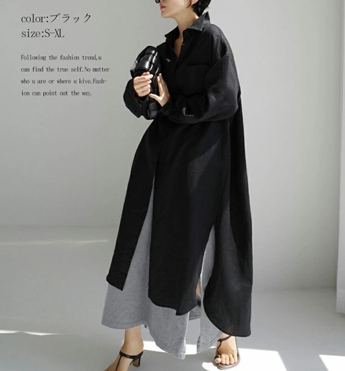 夏のお出かけに♡ 個性的な前ボタンのロングワンピース シャツワンピース 即購入OK レディース 襟付き シャツ 長袖