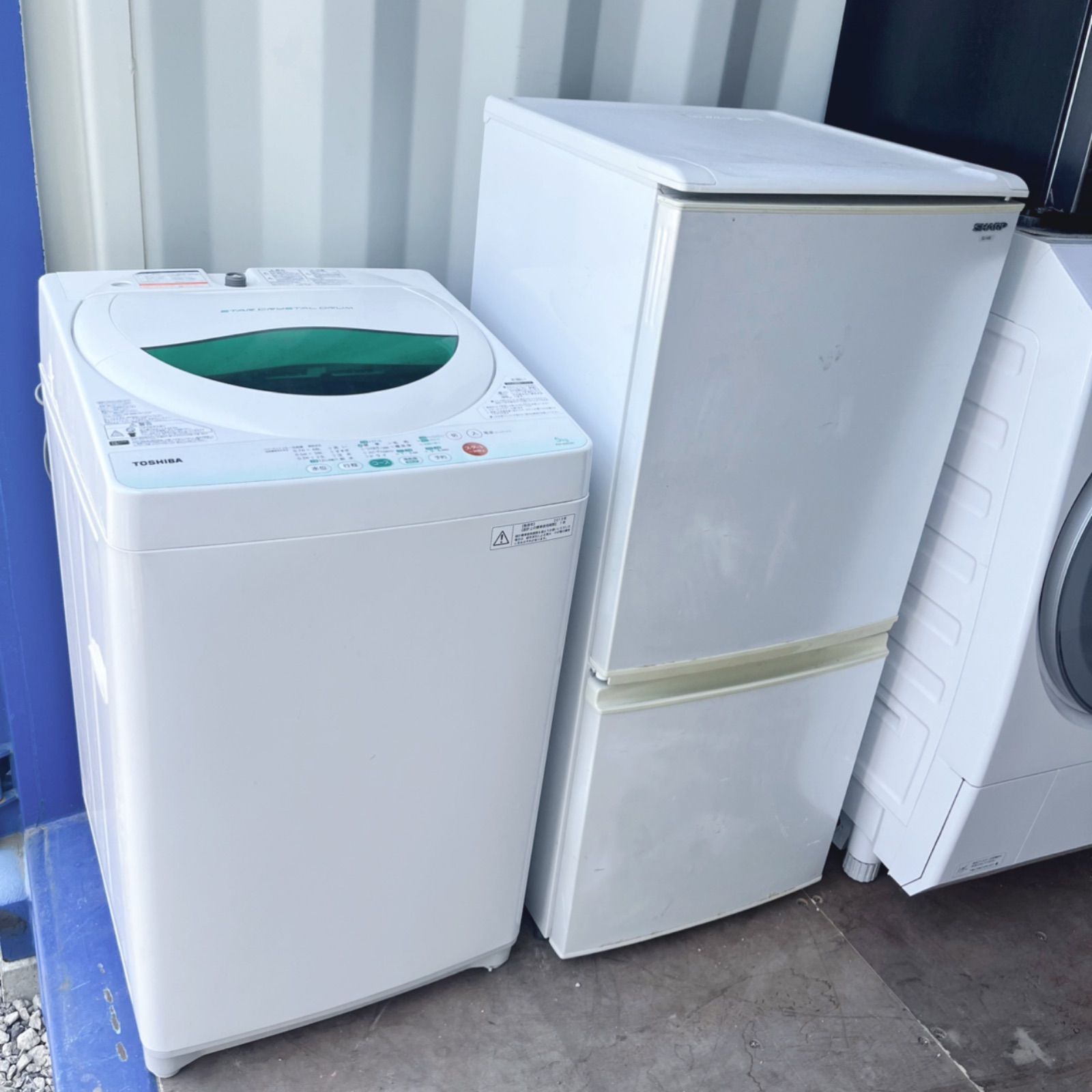 取付無料！SHARP高性能風乾燥付きおしゃれホワイトインテリア洗濯機！冷蔵庫 取付無料！完動品！SHARPホワイト冷蔵庫・高性能東芝6kg洗濯機