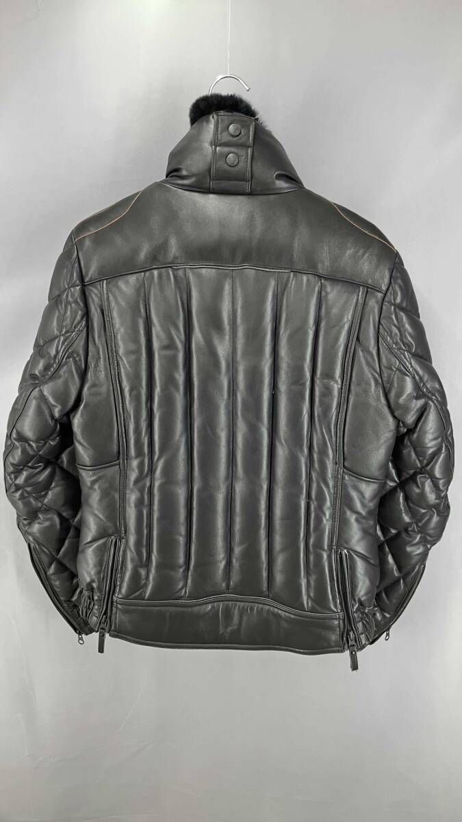 ユニオンジャップシングルライダースダウンジャケットサイズLブラック。 ☆ UNION JAP ユニオンジャップ シングルライダースレザーダウン
