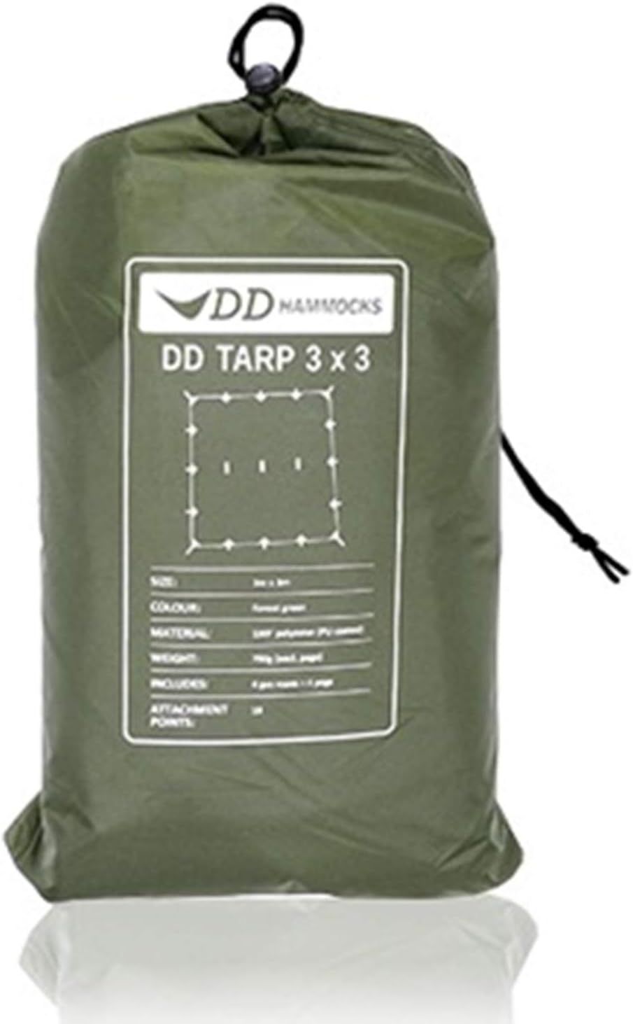 DD Hammocks DD Tarp 3x3 正方形 耐水性 3000mm ハンモックのフライに最適なタープ フォレストグリーン