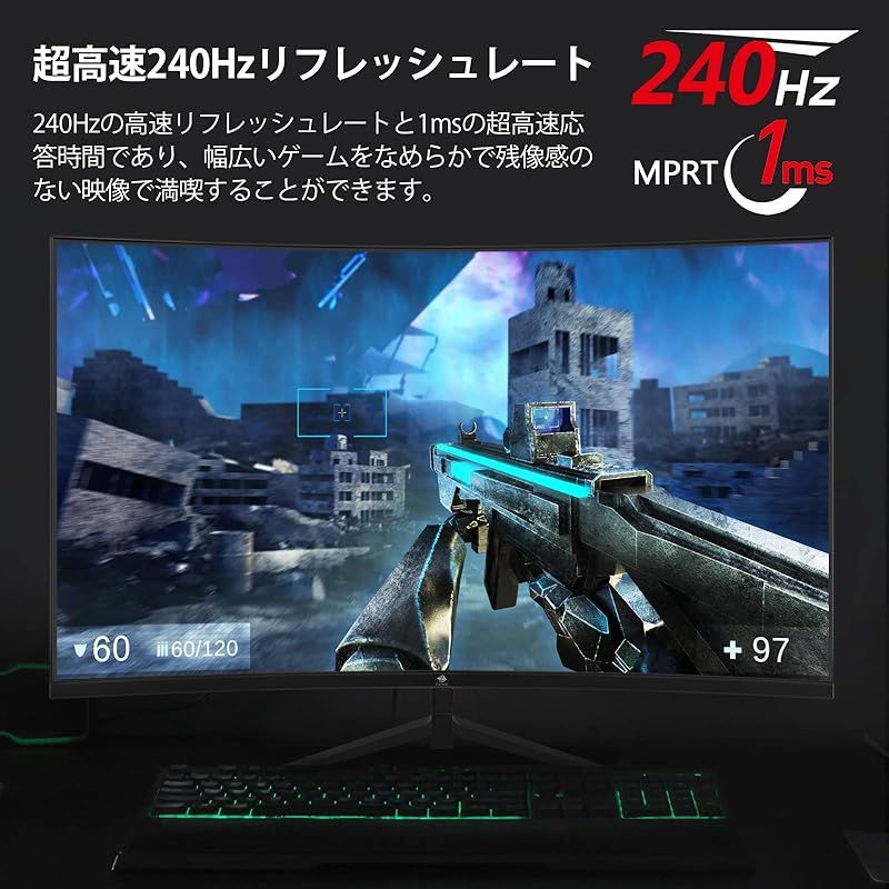 Z Z-Edge 湾曲ゲーミングモニター 240Hz 27インチ 1ms 曲面 16 9 1920x1080 フレームレス LED ディスプレイー モニター UG27P-N AMD Freesync プレミアム DPポート HDMIポート スピーカー内蔵