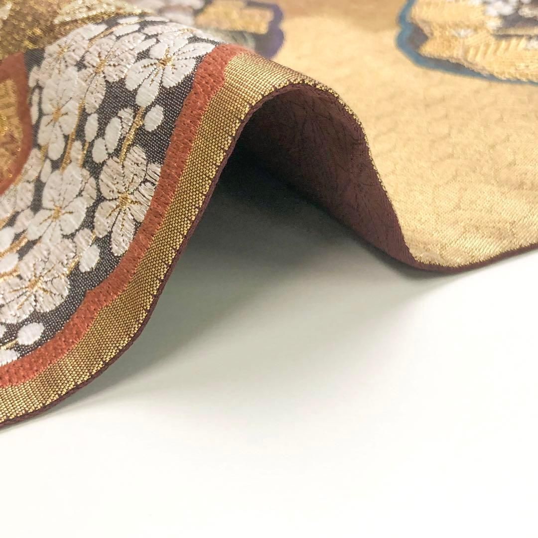 袋帯 岩井友見創作 九宝吉祥織 花柄模様 金色 O-4864 - メルカリ