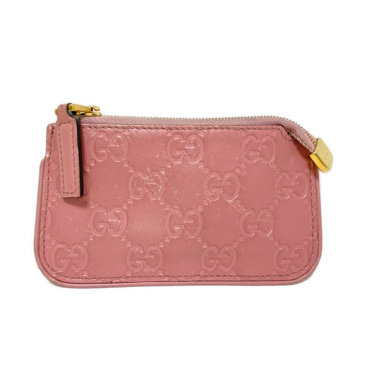 GUCCI グッチ コインケース シマライン 233183 ライトピンク キーリング付き レザー