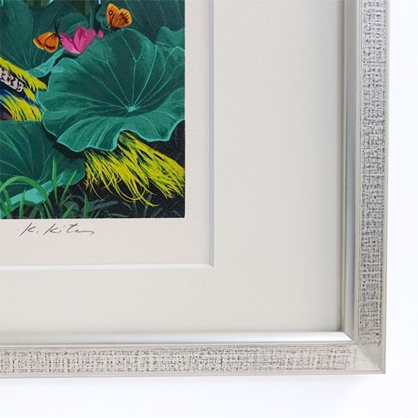 美品 真筆 北久美子『風の譜』油彩10F南国花鳥画名品 1点物 額入り 風景