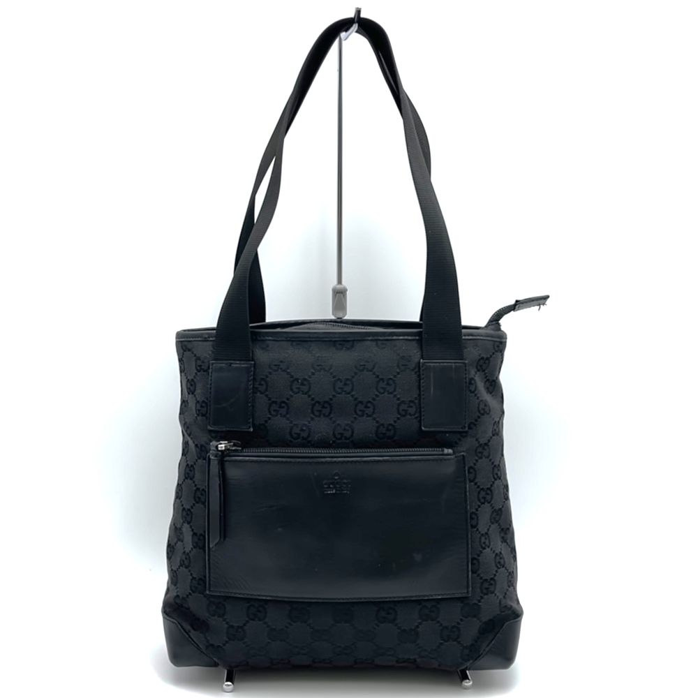 GUCCI グッチ 28893 トートバッグ 小さめ GGキャンバス レザー ブラック 黒 レディース メンズ シンプル ファッション