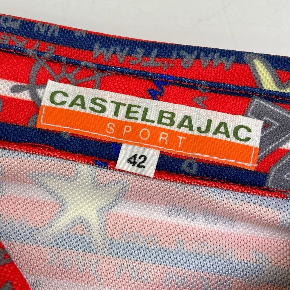 サイズ：48 CASTELBAJAC カステルバジャック  半袖ポロシャツ 総柄 レッド系 [240101449118] ゴルフウェア レディース ストスト サイズ：48 CASTELBAJAC カステルバジャック 半袖ポロシャツ 総