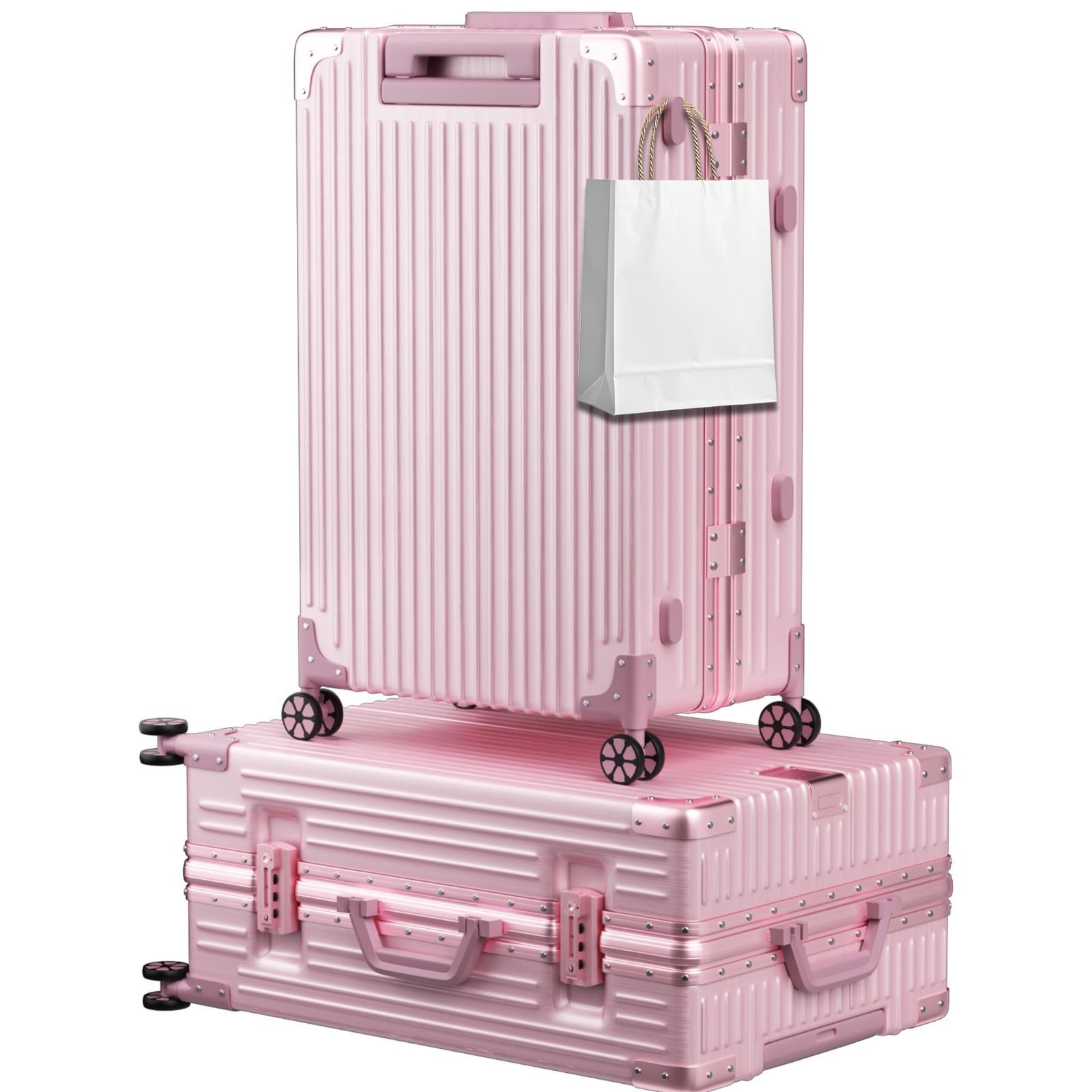 数量 スーツケース 機内持ち込み キャリーケース 軽量 アルミフレーム トロリーケース キャリーバッグ TSAロック 静音 Airmood 大型 耐衝撃 出張 旅行 S サイズ ブピンク 42L 2泊3日 ダブルキャスター