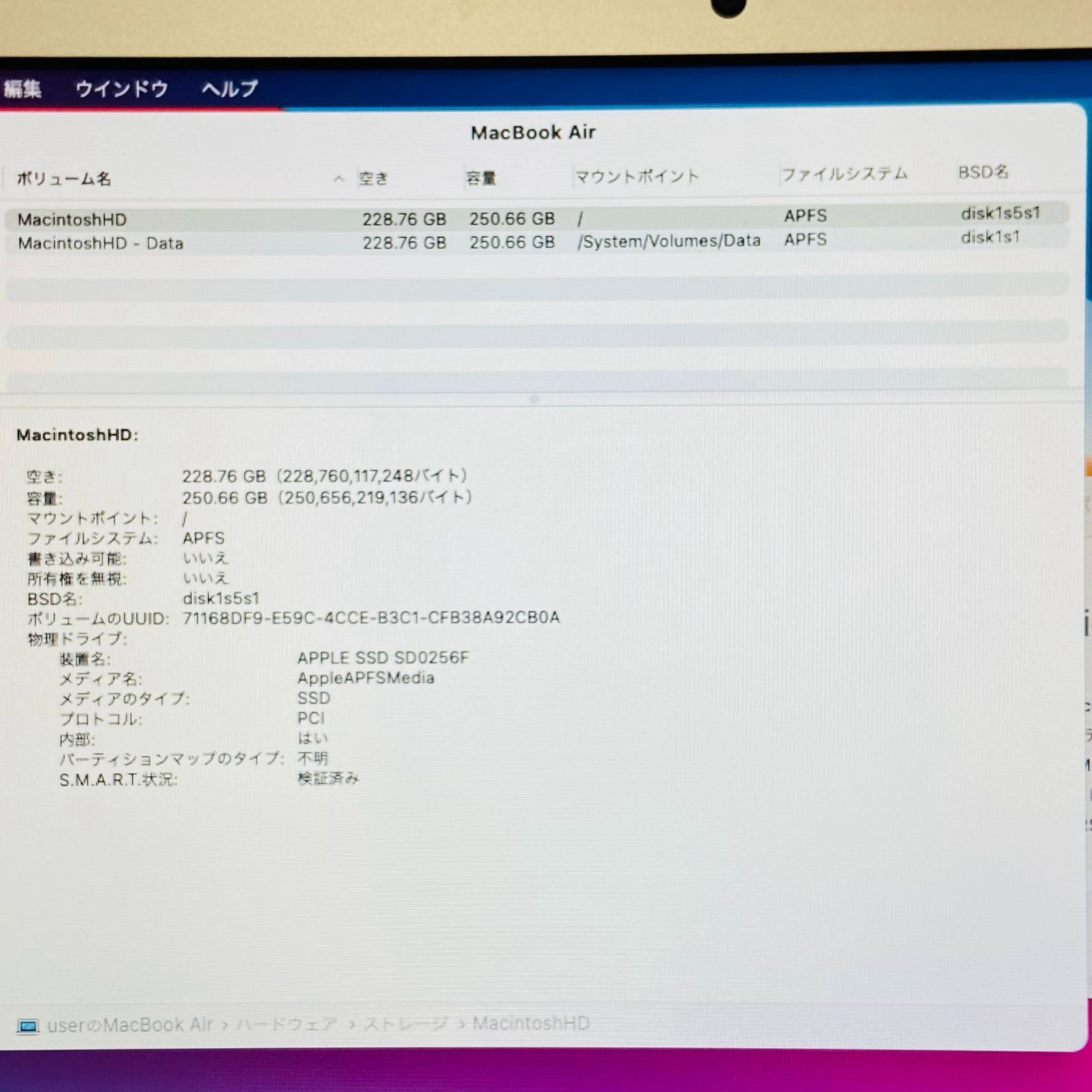 美品 初期化済み バッテリー良好 MacBook Air (11インチ, アウトレット