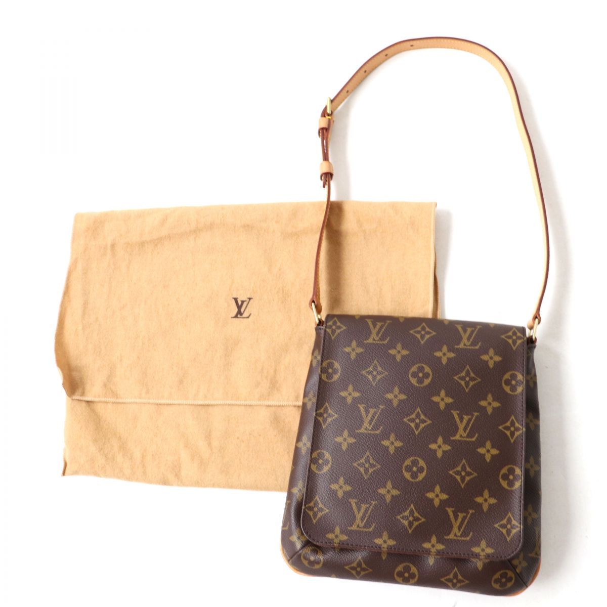 美品◎USA製 LOUIS VUITTON ルイヴィトン M51258 レディース モノグラム ミュゼット・サルサ ショート ショルダーバッグ  ブラウン 保管袋付