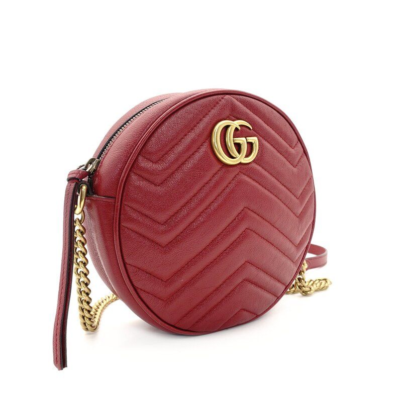 グッチ GUCCI GGマーモント チェーン ショルダーバッグ レッド レザー クロスボディ 赤 GGロゴ 7-8-771