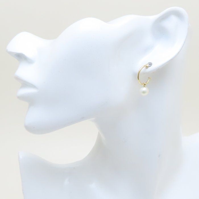 MIKIMOTO ミキモト パール付き フープ ピアス 真珠7.1ミリ K18YG