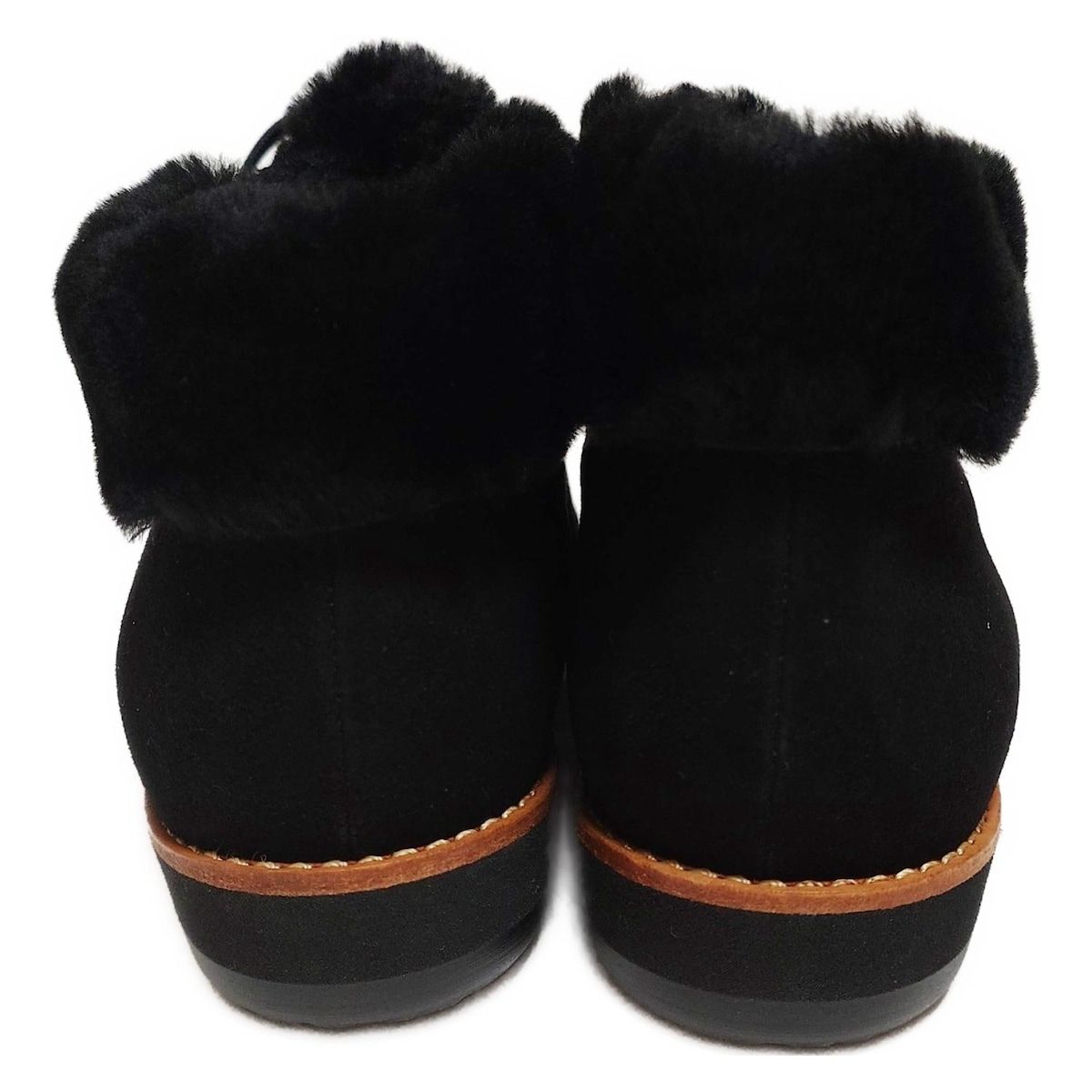 銀座ヨシノヤ Yoshinoya ギンザヨシノヤ ショートブーツ 24.5 レディース - 黒 ファー WWW_SUPERTOOLSSHOP_NL