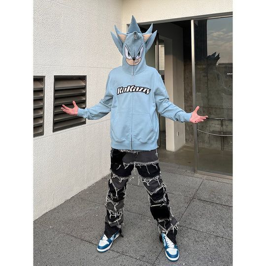 kakazzy パーカー　ソニック　シャドウ KaKazzy】ソニック シャドウ フルジップ パーカー 男女着用可