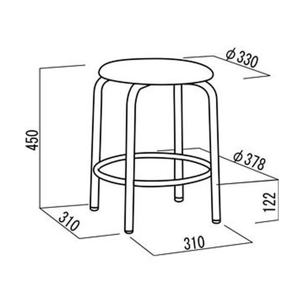 スツール オットマン 幅37.8cm オレンジ×ミルキーホワイト 内リング付き スチールパイプ 1脚販売 リビング 在宅ワーク