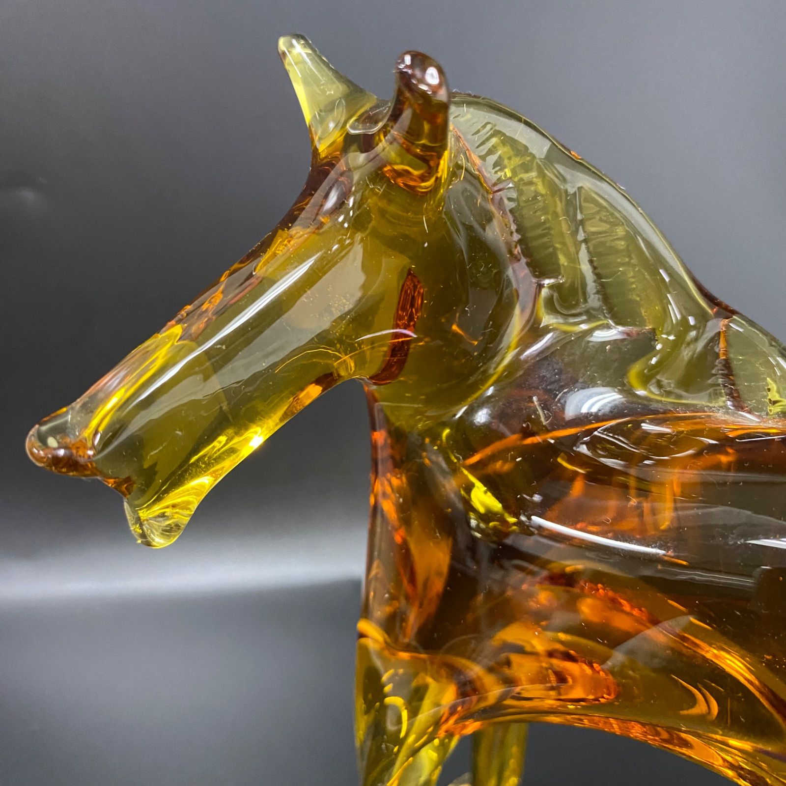 希少・美品】月夜野工房 ガラスアート 馬 オブジェ 置物