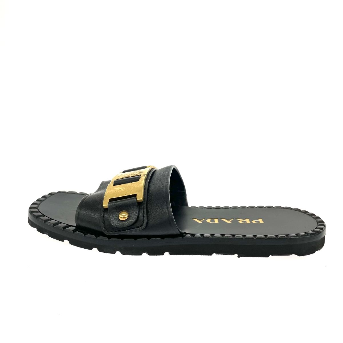 PRADA プラダ サンダル 表記サイズ 37 バックルデザイン ブラック レディース 240002231576