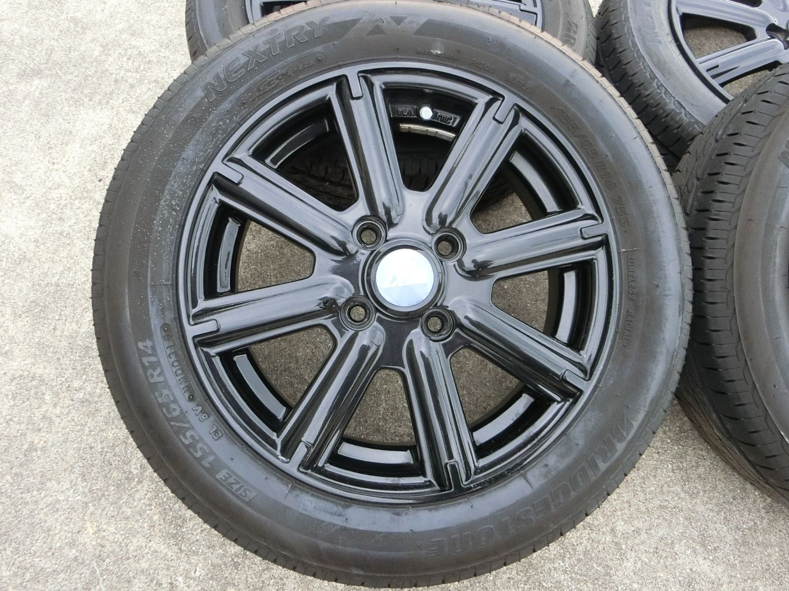 853 WXJ 14インチ アルミホイール 14×4.5J 45 PCD100 ハブ径 約67mm 4穴 4本セット 155 65R14 日産 デイズ 外し