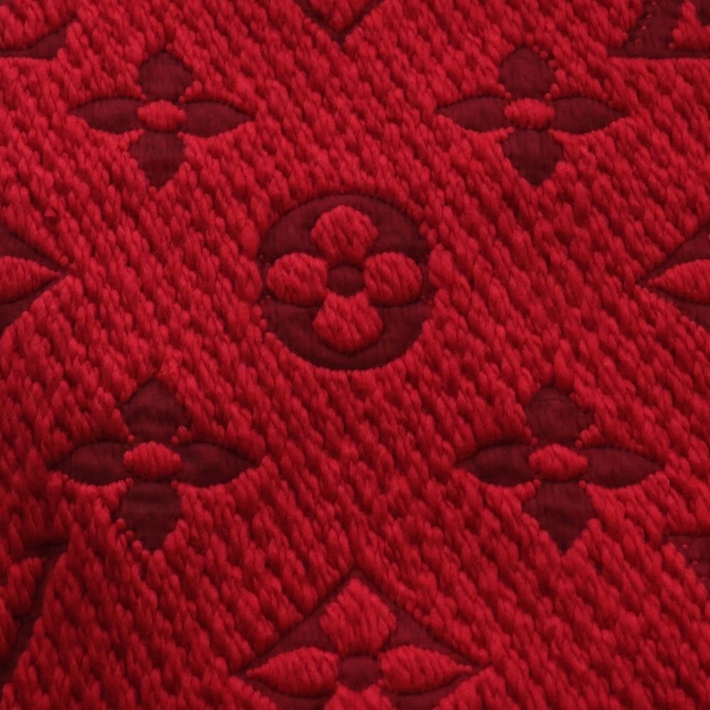 LOUIS VUITTON ルイヴィトン エシャルプ ロゴマニア ウールシルク ニットマフラー レッド 413287
