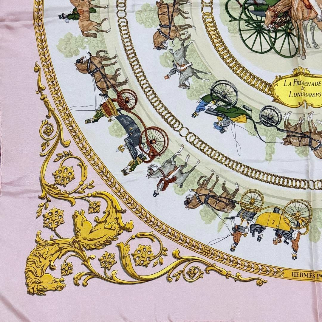 正規品 HERMES エルメス カレ90 ロンシャンへの散歩 シルク スカーフ