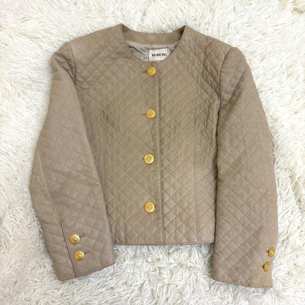 INGEBORG インゲボルグ レザージャケット 金ボタン キルティング