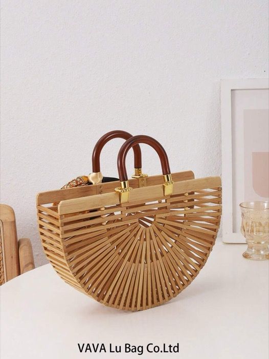 バッグ レディース ハンドバッグ 竹バッグ 手編み レジャー バケーション スカーフ付き ビーチバッグ もも色