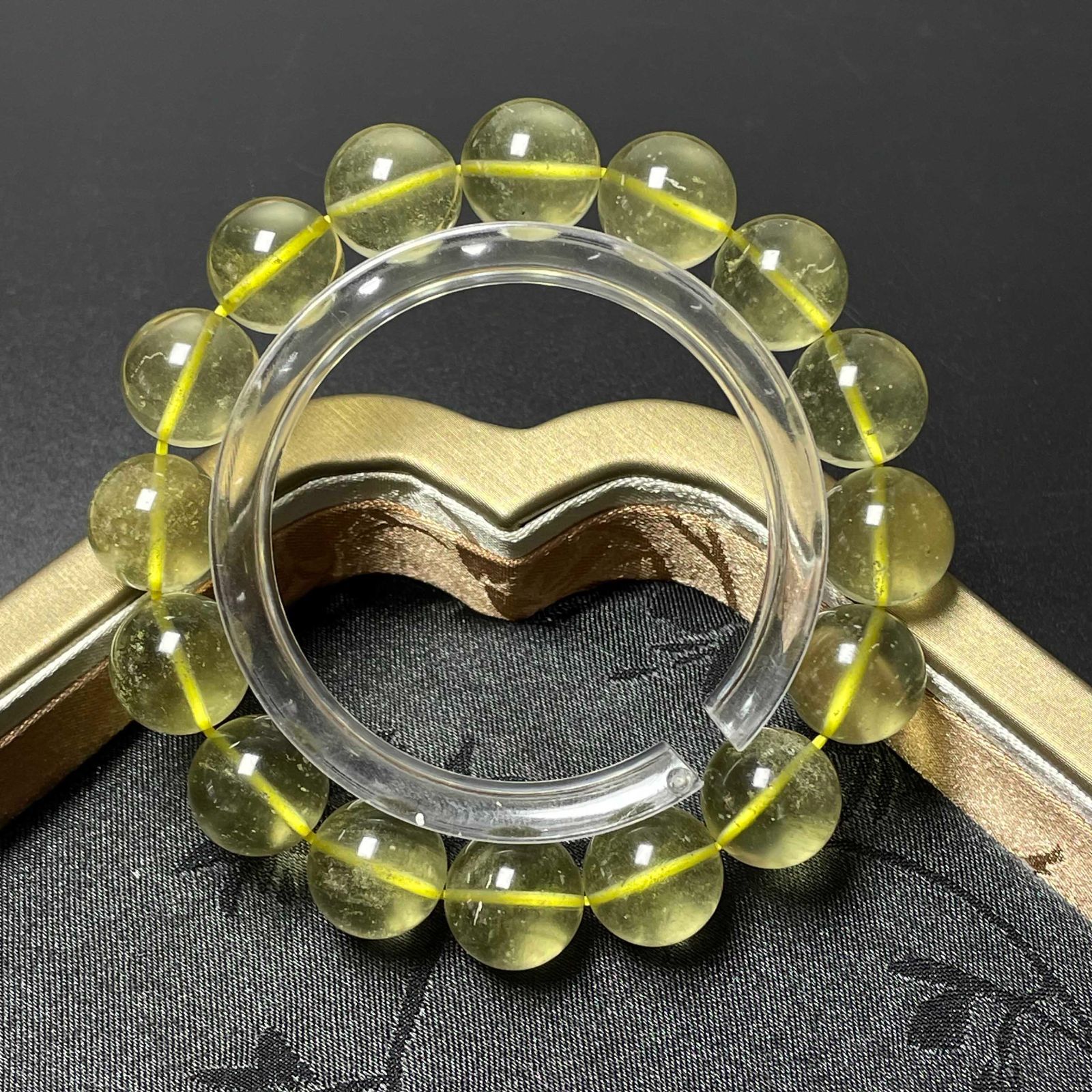 天然水晶☆【リビアングラス】☆ブレスレット 天然石B 約12.7-13.1mm 