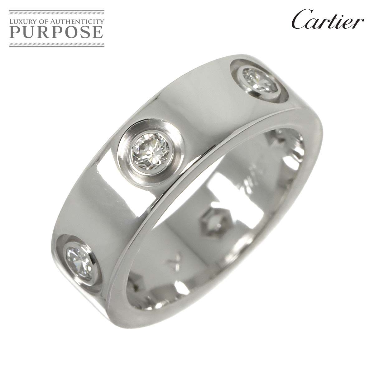 カルティエ Cartier ラブ 46 リング フル ダイヤ 6P K18 WG ホワイトゴールド 750 指輪 Love Ring 90295764