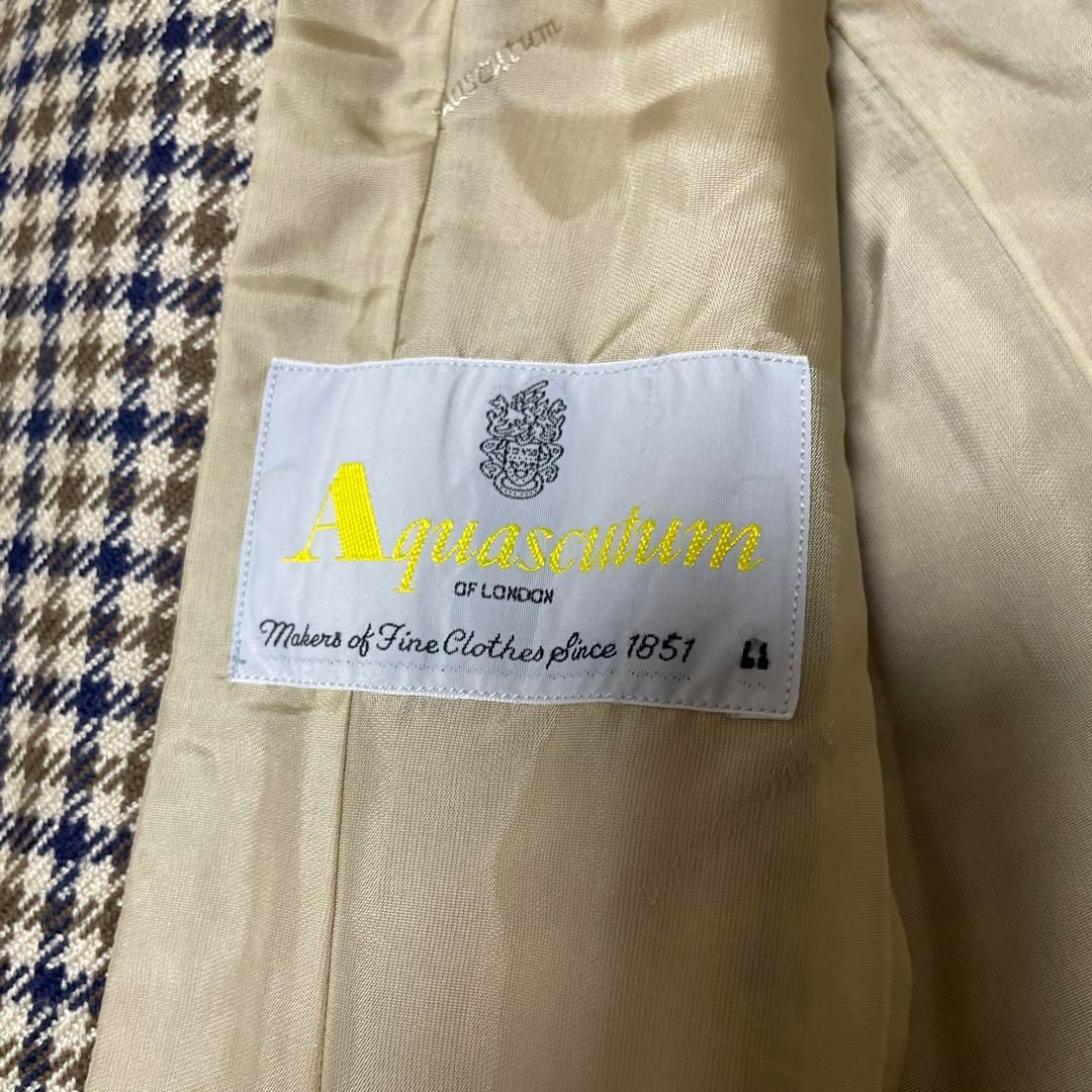 Aquascutum アクアスキュータム チェック柄 テーラードジャケット 絹混 