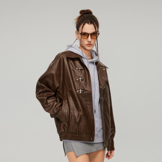 秋冬 コーデ メンズ  服 シンプル ファッション オシャレ 大人 かっこいい 大きいサイズ ストリート 紳士服 レトロ ダメージ加工 ジャケット ポリウレタン カジュアル エコ レザー 