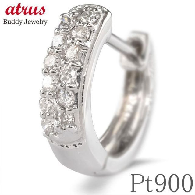 プラチナ フープ ピアス ダイヤモンド 片耳 メンズ ダイヤ フープ