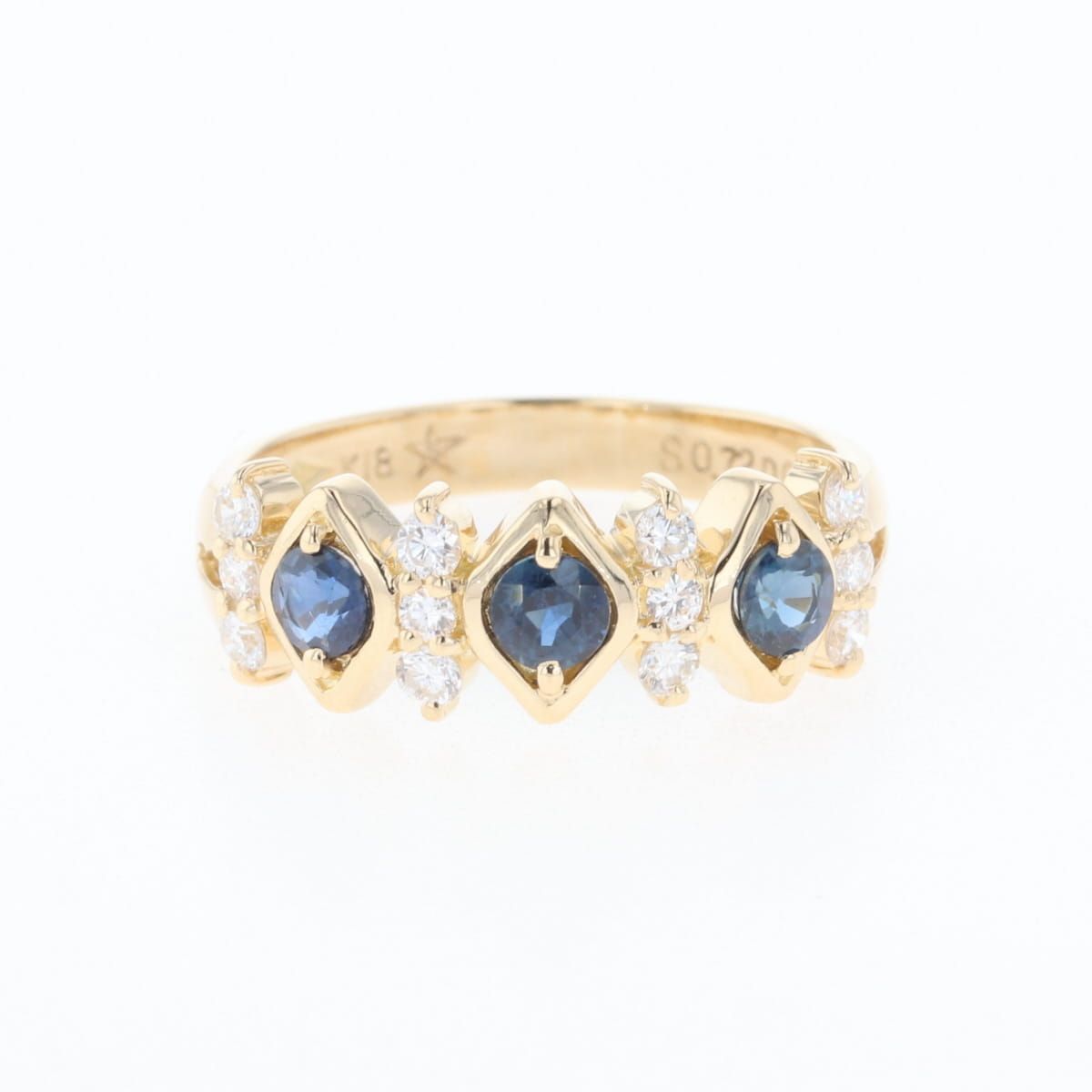 k18 サファイア12号リング サファイア デザインリング 12号 YG K18 ブルーサファイア