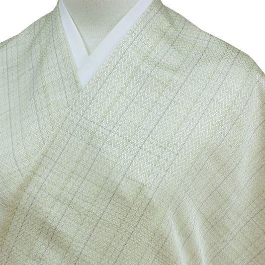 十日町紬 吉澤与市 花織 透目織 伝統工芸士 七代目 薄 若緑色地