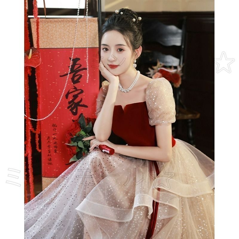 【新品未使用】パーティードレス ロングドレス お誕生日★披露宴★卒業式[ghfq 新品?未使用】 結婚式 フォーマル ロングドレス お誕生日 披露宴