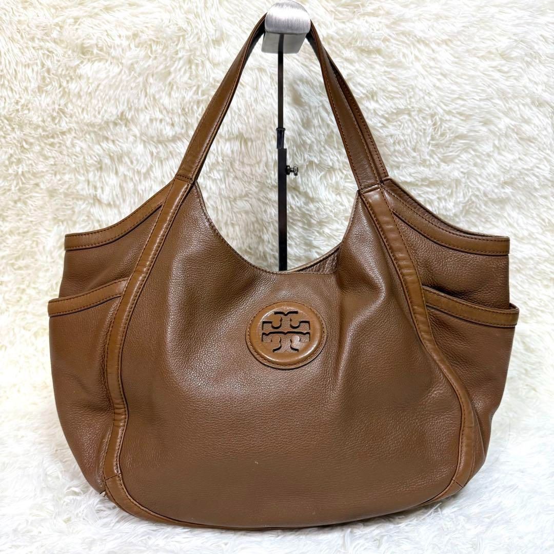 TORY BURCH トリーバーチ ロゴレザーハンドバッグ シボ革トート