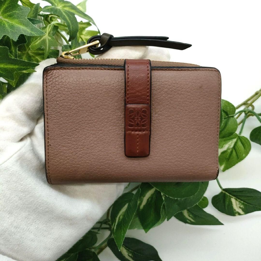 ロエベ 折り財布 スリムジップバイフォールドウォレット アナグラム あずき色